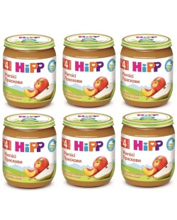 Био пюре Hipp - Праскови и круши, 6 х 125 g 