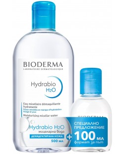 Bioderma Hydrabio Комплект - Мицеларна вода Н2О, 500 + 100 ml (Лимитирано)