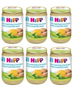 Био пюре Hipp - Картофи, зелен боб и заешко, 6 х 220 g