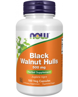 Black Wallnut Hulls, 500 mg, 100 капсули, Now