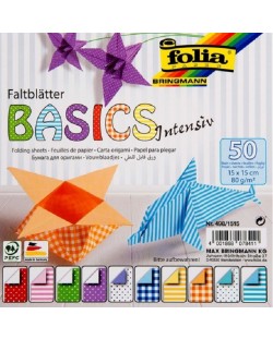 Блокче с цветни хартии за оригами Folia - Basic Intensive, 50 листа