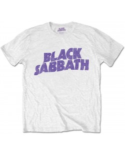Тениска Rock Off Black Sabbath - Wavy Logo Vintage, бяла