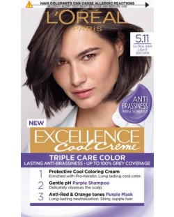 L'Oréal Еxcellence Боя за коса, 5.11 Ultra Ash Light Brown