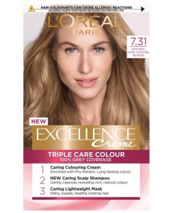 L'Oréal Еxcellence Боя за коса, 7.31 Natural Dark Caramel Blonde