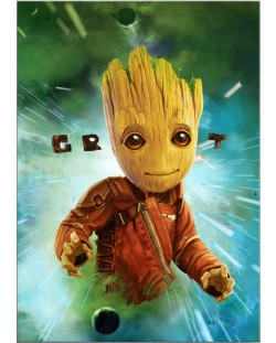 Метален постер Displate - Guardians of the Galaxy Vol 2 - Baby Groot in Space