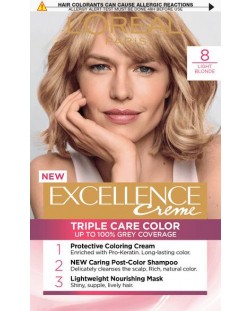 L'Oréal Еxcellence Боя за коса, 8 Light Blonde