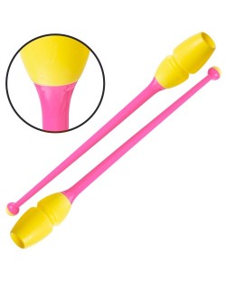 Бухалки за художествена гимнастика Maxima - 45.5 cm, розови/жълти