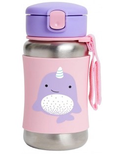 Бутилка от неръждаема стомана Skip Hop Zoo - Нарвал, 350 ml