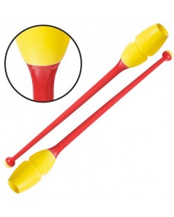 Бухалки за художествена гимнастика Maxima - 45.5 cm, червени/жълти