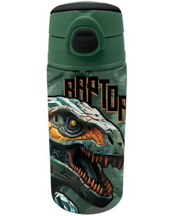 Бутилка за вода Graffiti Dinosaur - Със сламка, 500 ml