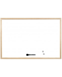 Бяла магнитна дъска Bi-Office - 90 x 60 cm, дървена рамка