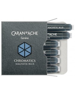 Патрончета за писалка Caran d'Ache Chromatics –  Магнетично синьо, 6 броя