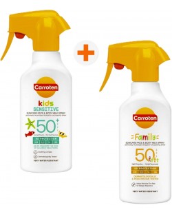Carroten Family & Kids Комплект - Слънцезащитно мляко и Мляко-спрей за деца, SPF 50+, 2 x 270 ml