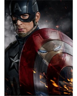 Метален постер Displate - Marvel: Civil War Divided We Fall - Cap