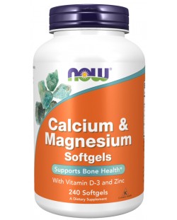 Calcium & Magnesium, 240 капсули, Now