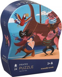 Детски пъзел Crocodile Creek от 24 части - Пирати на кораб, в кутия