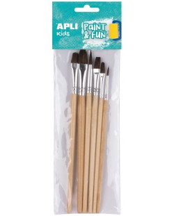 Комплект четки за рисуване Apli - Меки, естествен косъм, 6 броя