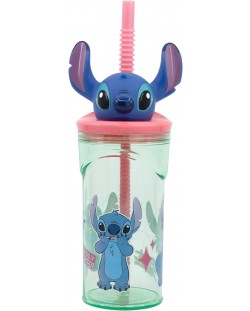 Чаша със сламка и 3D фигура Stor Stitch - Flowers, 360 ml