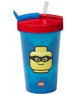 Чаша със сламка Lego Classic - 500 ml, синя