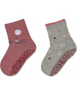 Чорапи с неплъзгащо стъпало Sterntaler - Мишле и звездички, 23/24 размер, 2-3 г, 2 чифта