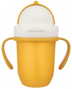 Canpol Чаша с Flip-top сламка Matte Pastels, 210мл., жълта