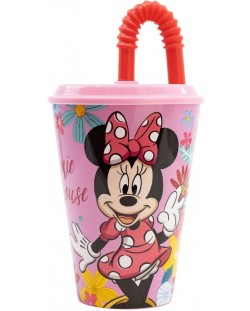 Чаша със сламка Stor Minnie Mouse - Spring Look, 430 ml