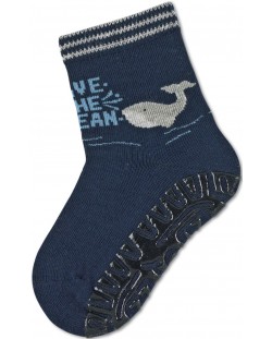 Чорапи с неплъзгащо стъпало Sterntaler - Делфин, 25/26 размер, 3-4 г, тъмносини