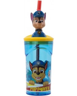 Чаша със сламка и 3D фигура Stor Paw Patrol - Pup Power, 360 ml