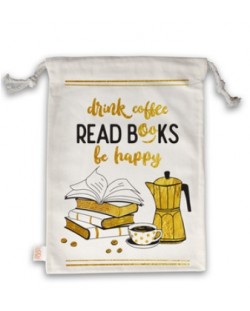 Чанта за книги Simetro Books - Drink coffee, read books, be happy