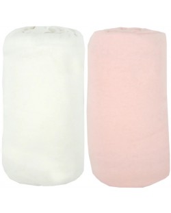Бебешки чаршафи Babycalin - 2 броя, 60 х 120 cm, бял/розов