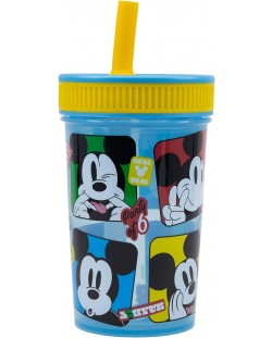 Чаша със сламка Stor Mickey Mouse - Fun-Tastic, 465 ml