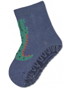 Чорапи с неплъзгащо стъпало Sterntaler - Крокодил, 19/20 размер, 12-18 м, сини
