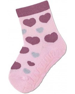 Чорапи с неплъзгащо стъпало Sterntaler - Сърчица, 21/22 размер, 18-24 м, розови
