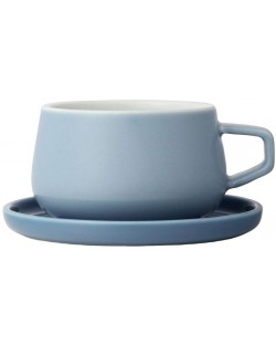 Чаша за чай с чинийка Viva Scandinavia - Classic Hazy Blue, 250 ml
