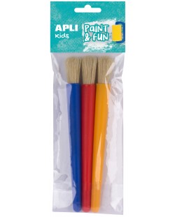 Комплект четки за рисуване Apli - Кръгли, естествен косъм, 3 броя