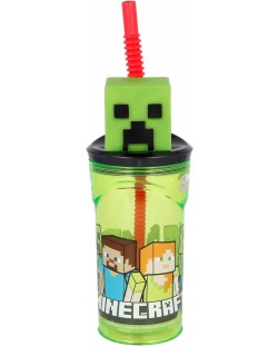 Чаша със сламка и 3D фигура Stor Minecraft - 360 ml