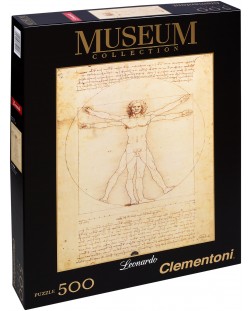 Пъзел Clementoni от 500 части - Витрувиански човек, Леонардо да Винчи