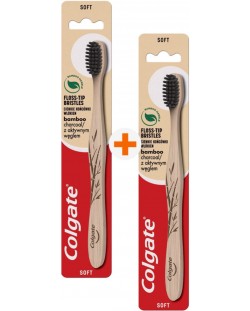 Colgate Комплект - Четка за зъби Bamboo Charcoal, Soft, 2 броя