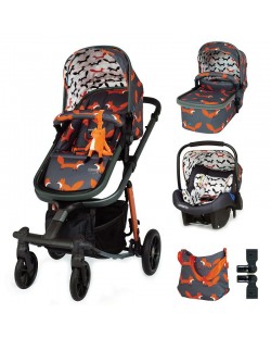Бебешка количка Cosatto Giggle Quad - Charcoal Mister Fox, с чанта, кошница и адаптери