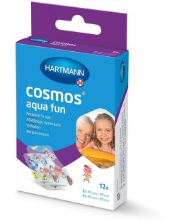 Cosmos Aqua Fun Детски пластири, 2 размера, 12 броя, Hartmann
