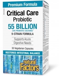 Critical Care Probiotic 55 Billion Live Probiotic Cultures, 30 веге капсули, Natural Factors