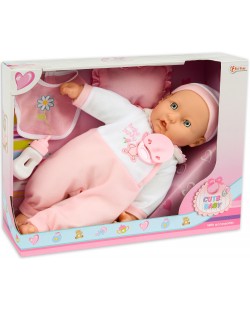Детска играчка - Cute Baby, с шише и биберон, с бяла блузка