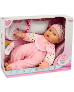 Детска играчка - Cute Baby, с шише и биберон, с блузка на точки
