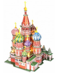 3D Пъзел Cubic Fun от 224 части и LED светлини - St. Basil's Cathedral Russia