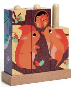 Дървени кубчета за нанизване Djeco - Животни