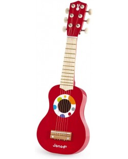 Дървена музикална играчка Janod - Моята първа китара, Confetti