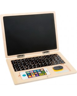 Дървен лаптоп с магнитна дъска Small Foot, със смартфон