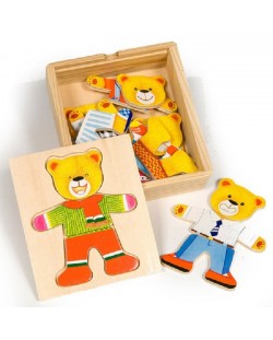 Дървена играчка Bigjigs - Мече за преобличане, Mr Bear