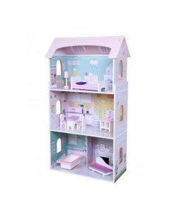 Дървена къща за кукли с обзавеждане Moni Toys - Anna, 4121