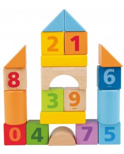 Дървени кубчета Hape - С цифри, 20 броя